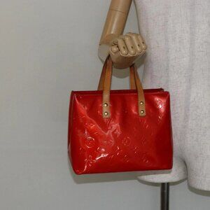 LOUIS VUITTON Monogram Vernis Reade PM Hand Bag Red Rouge